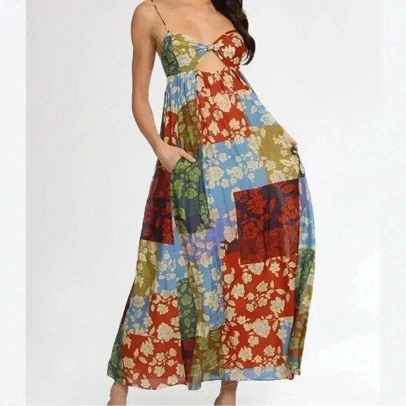 Bec & Bridge Woodstock Patchwork Cutout Cotton/Silk Maxi Dress - Picture 1 of 10